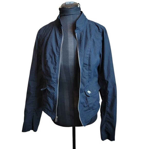 Abercrombie & Fitch Jacket Women's Small Navy Short Zipper Y2K Style - Picture 8 of 10